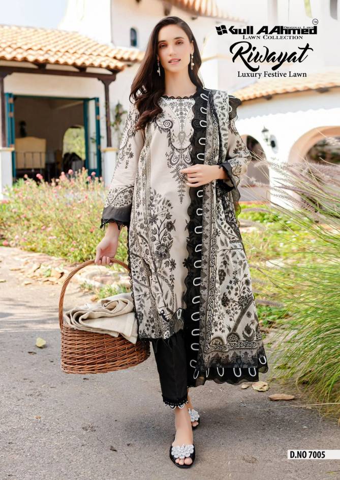 Riwayat Vol 7 By Gull A Ahmed Lawn Cotton Pakistani Dress Material Suppliers In India
